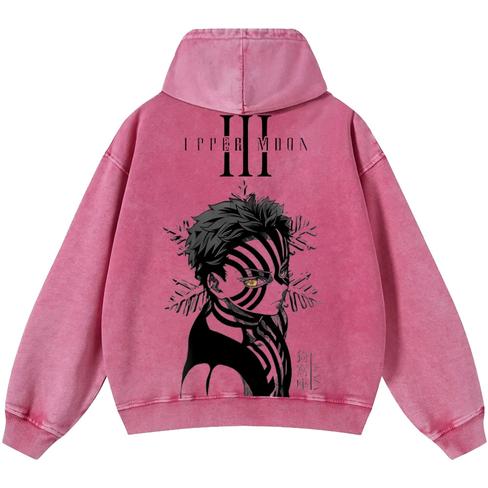 Unisex Casual Printed Double-sided Washed Hoodie Demon Slayer