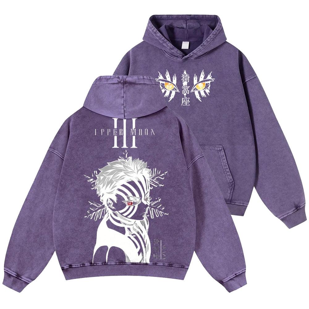 Unisex Casual Printed Double-sided Washed Hoodie Demon Slayer