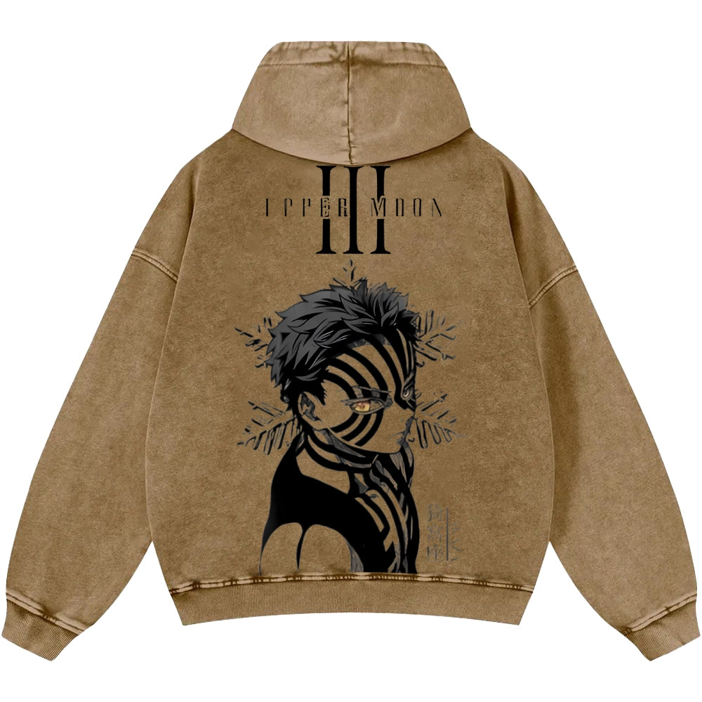 Unisex Casual Printed Double-sided Washed Hoodie Demon Slayer
