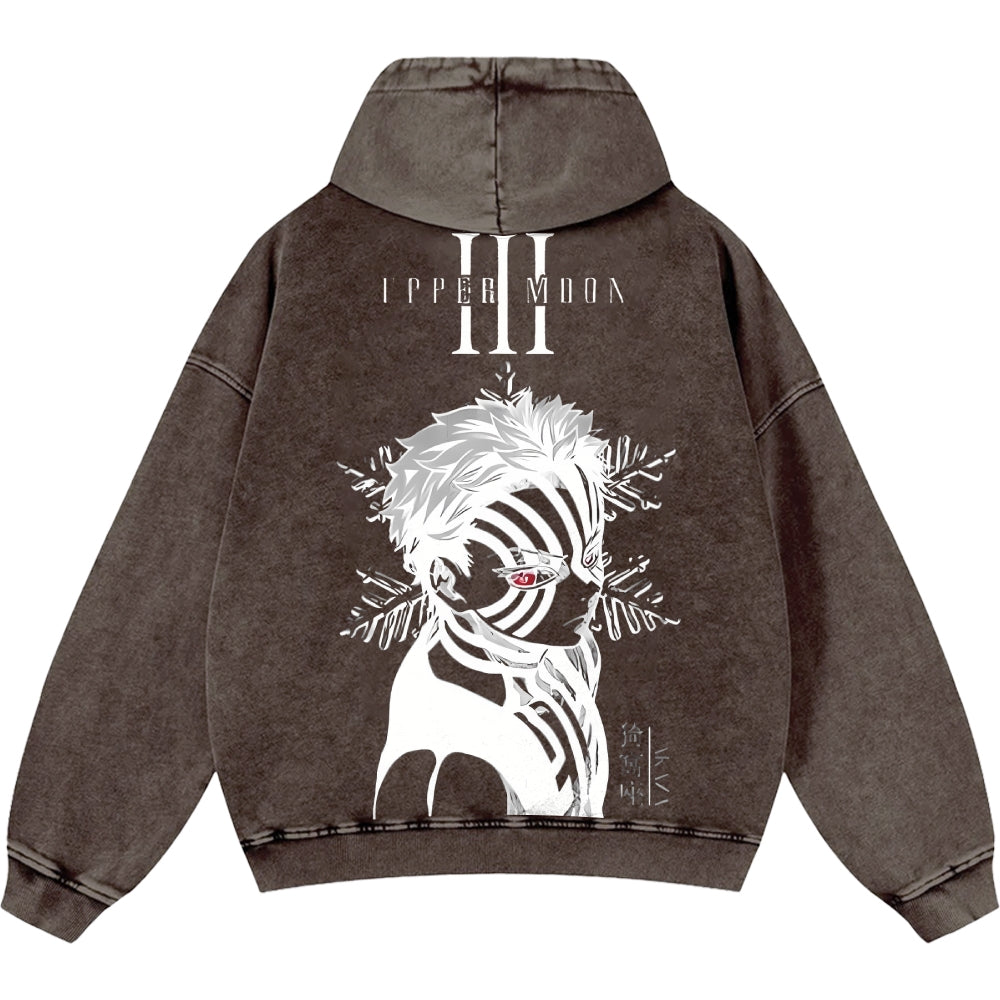 Unisex Casual Printed Double-sided Washed Hoodie Demon Slayer