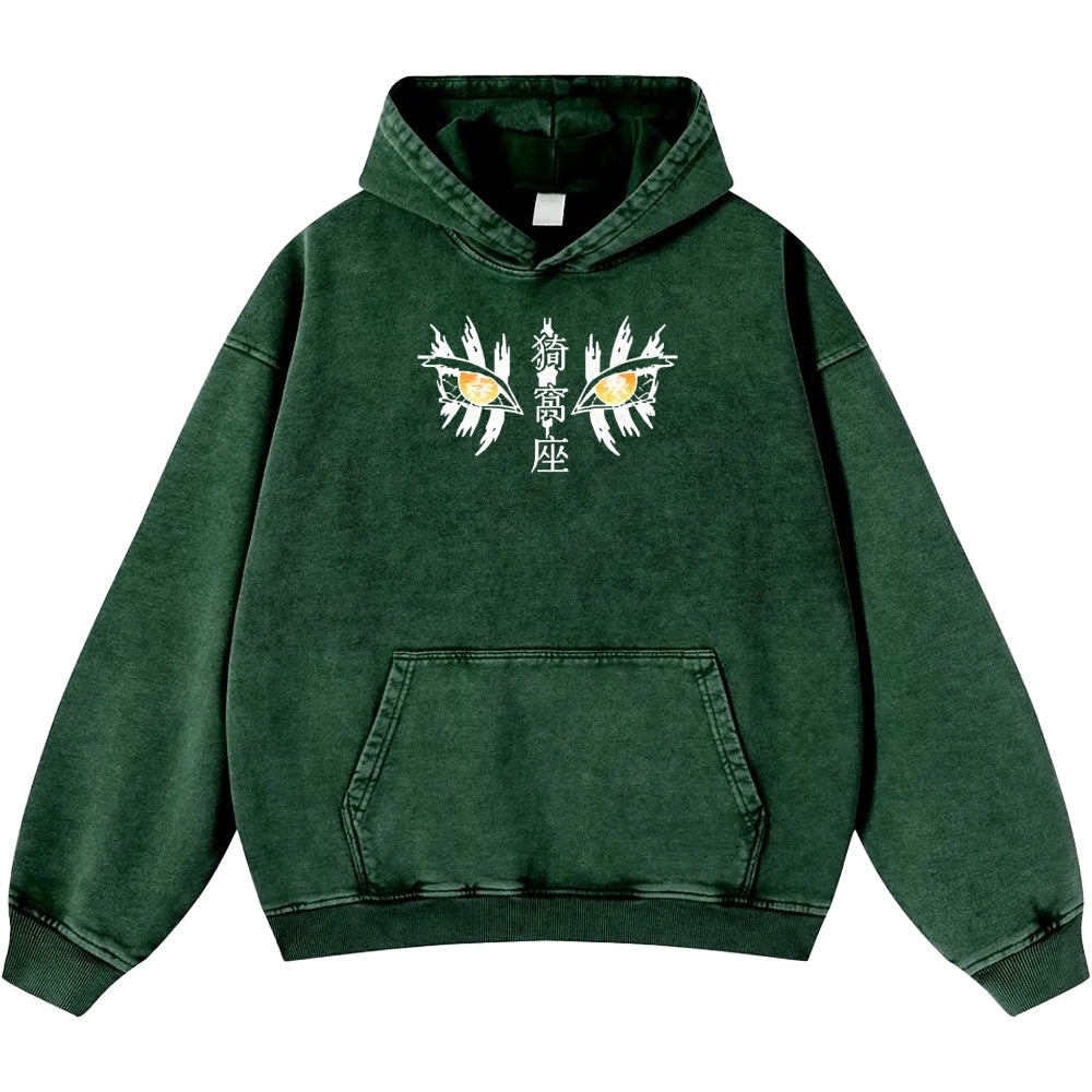 Unisex Casual Printed Double-sided Washed Hoodie Demon Slayer