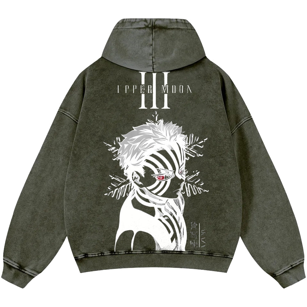 Unisex Casual Printed Double-sided Washed Hoodie Demon Slayer