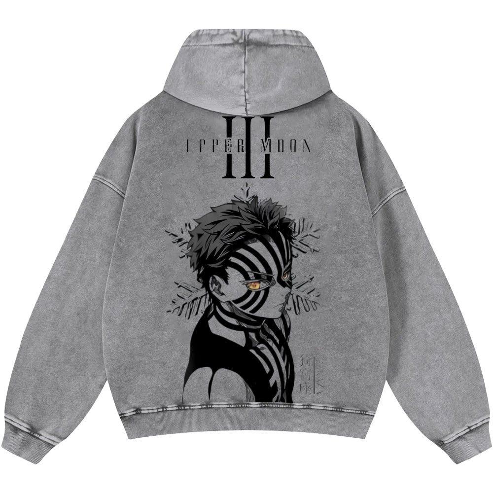 Unisex Casual Printed Double-sided Washed Hoodie Demon Slayer