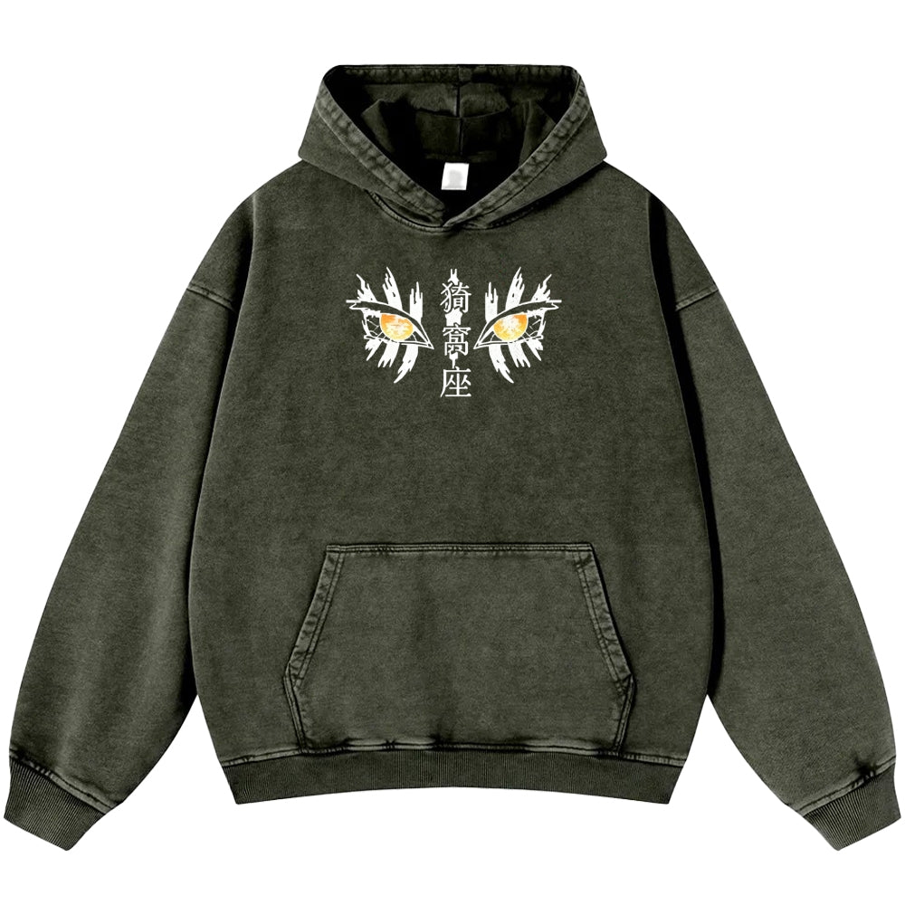 Unisex Casual Printed Double-sided Washed Hoodie Demon Slayer