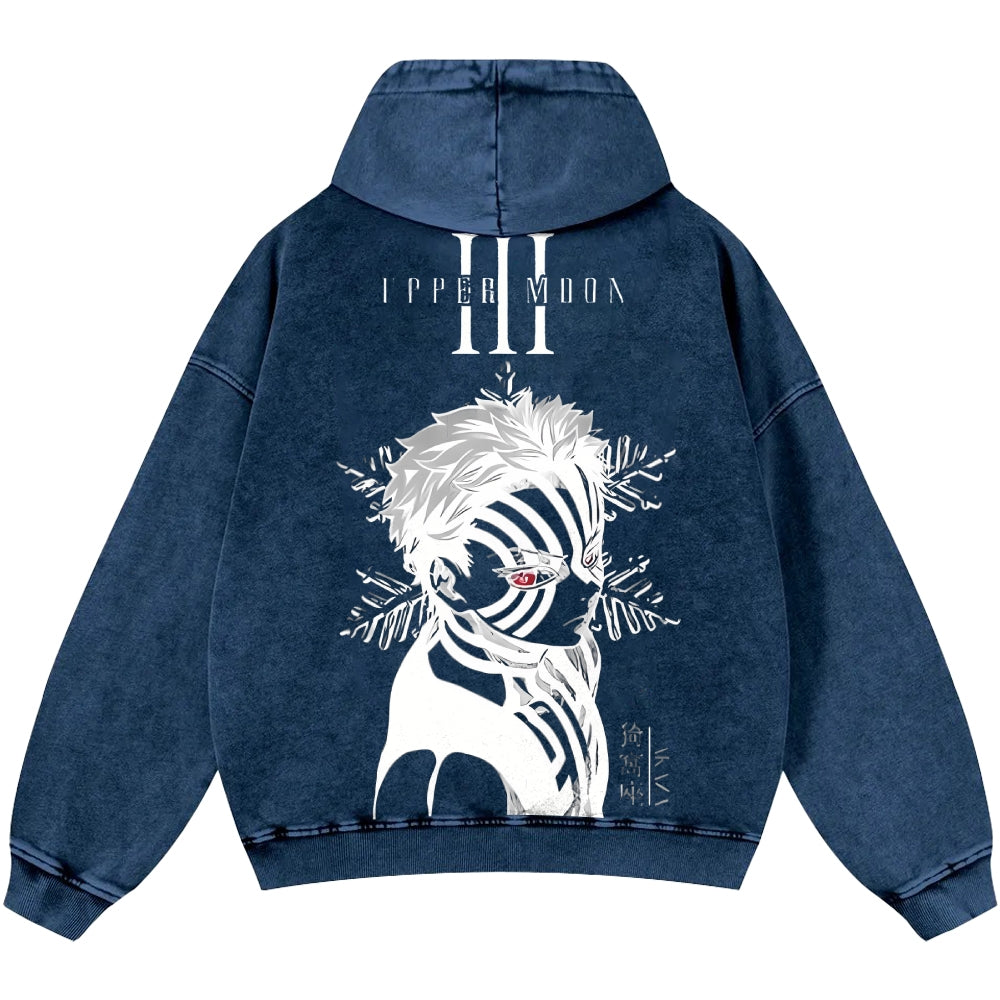 Unisex Casual Printed Double-sided Washed Hoodie Demon Slayer