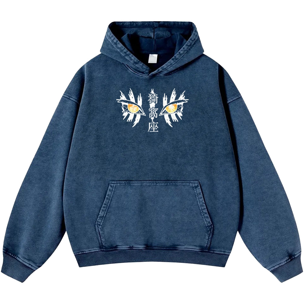 Unisex Casual Printed Double-sided Washed Hoodie Demon Slayer