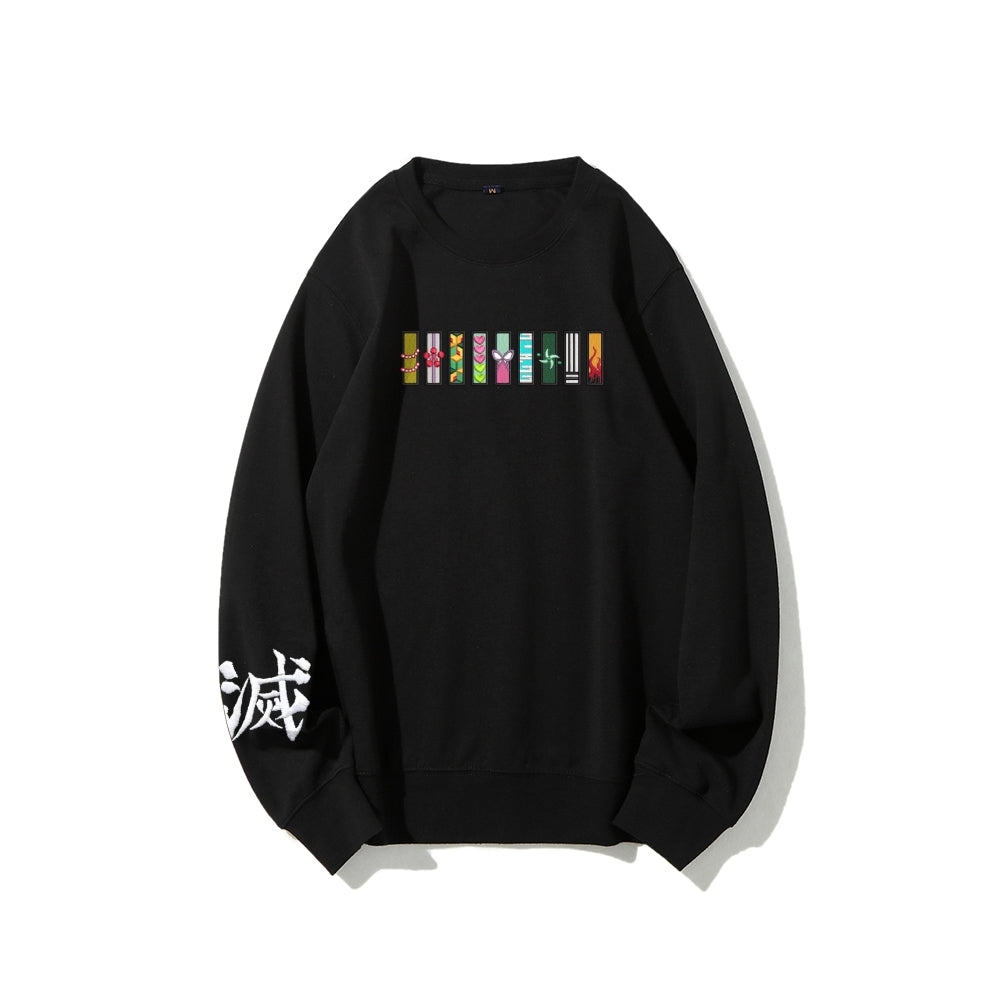 Demon Slayer unisex cotton crew neck anime embroidered sweatshirt