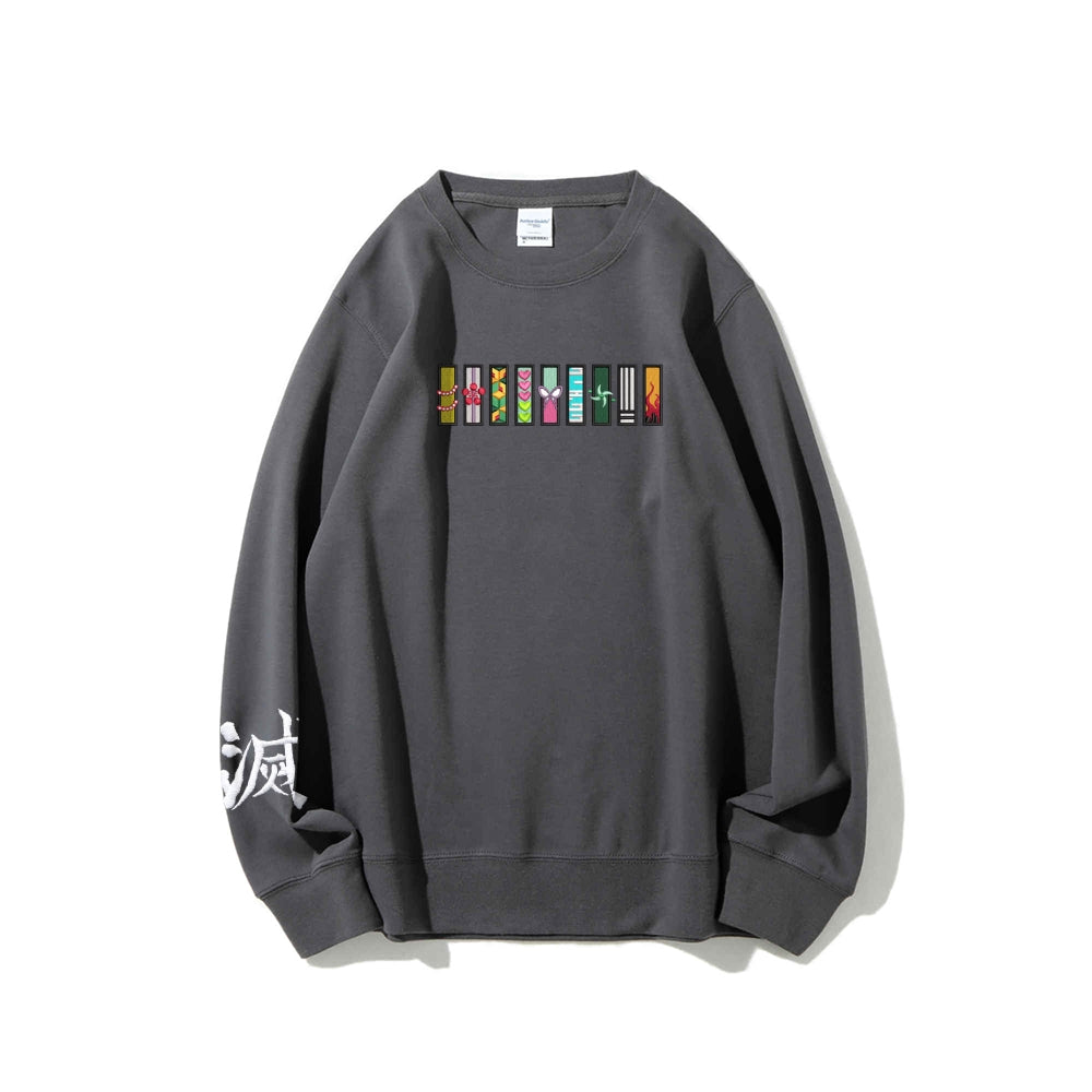 Demon Slayer unisex cotton crew neck anime embroidered sweatshirt