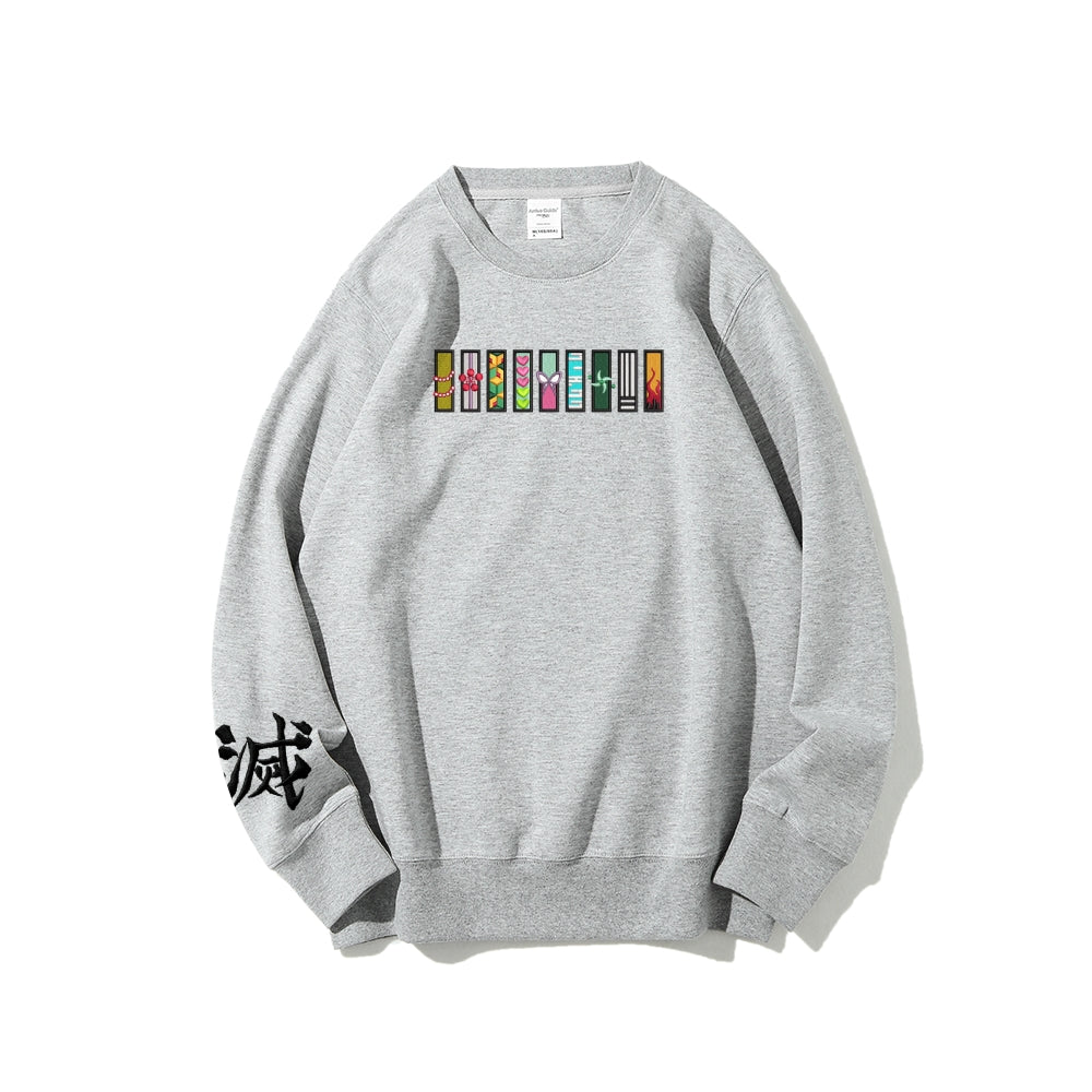 Demon Slayer unisex cotton crew neck anime embroidered sweatshirt