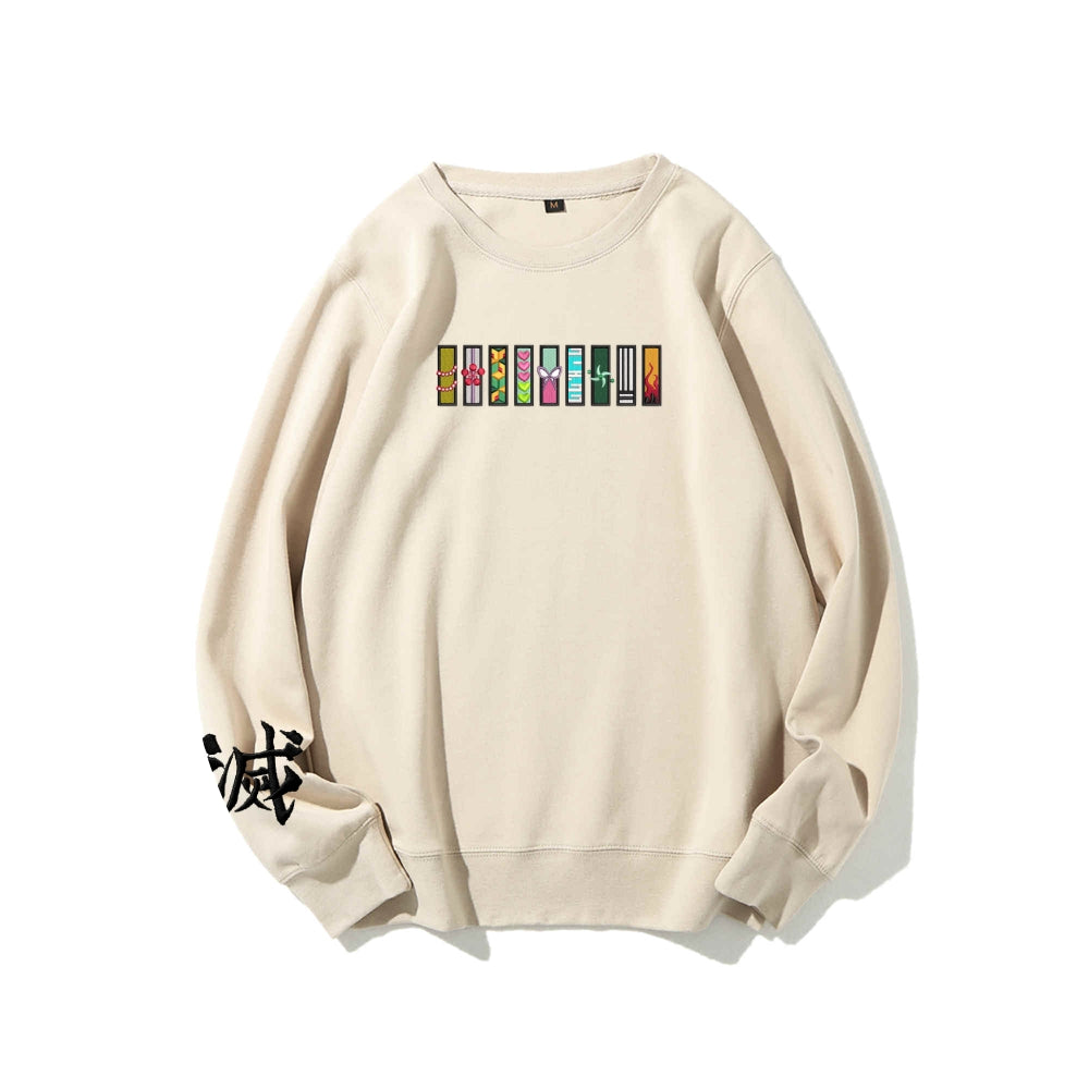 Demon Slayer unisex cotton crew neck anime embroidered sweatshirt