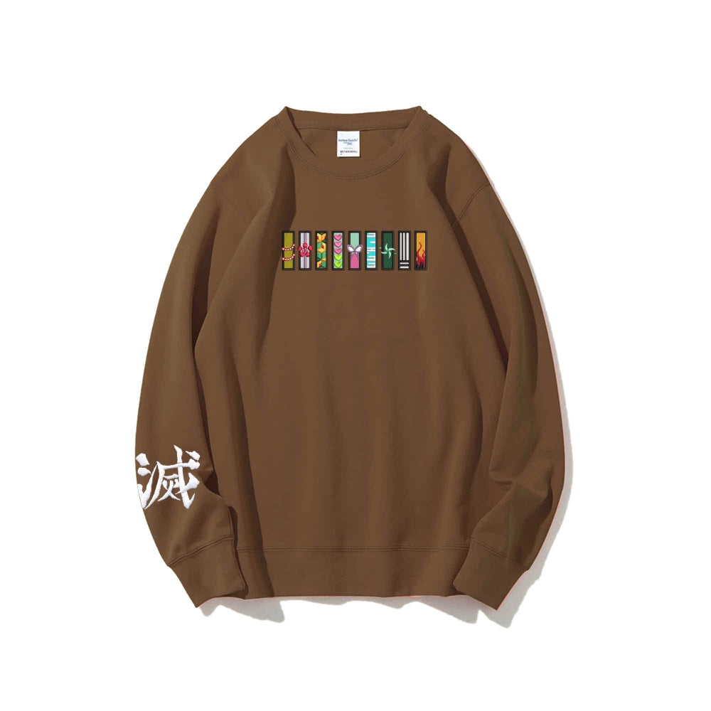 Demon Slayer unisex cotton crew neck anime embroidered sweatshirt