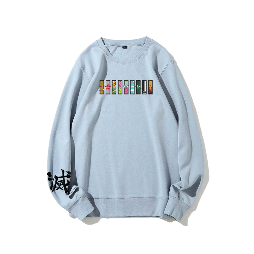 Demon Slayer unisex cotton crew neck anime embroidered sweatshirt