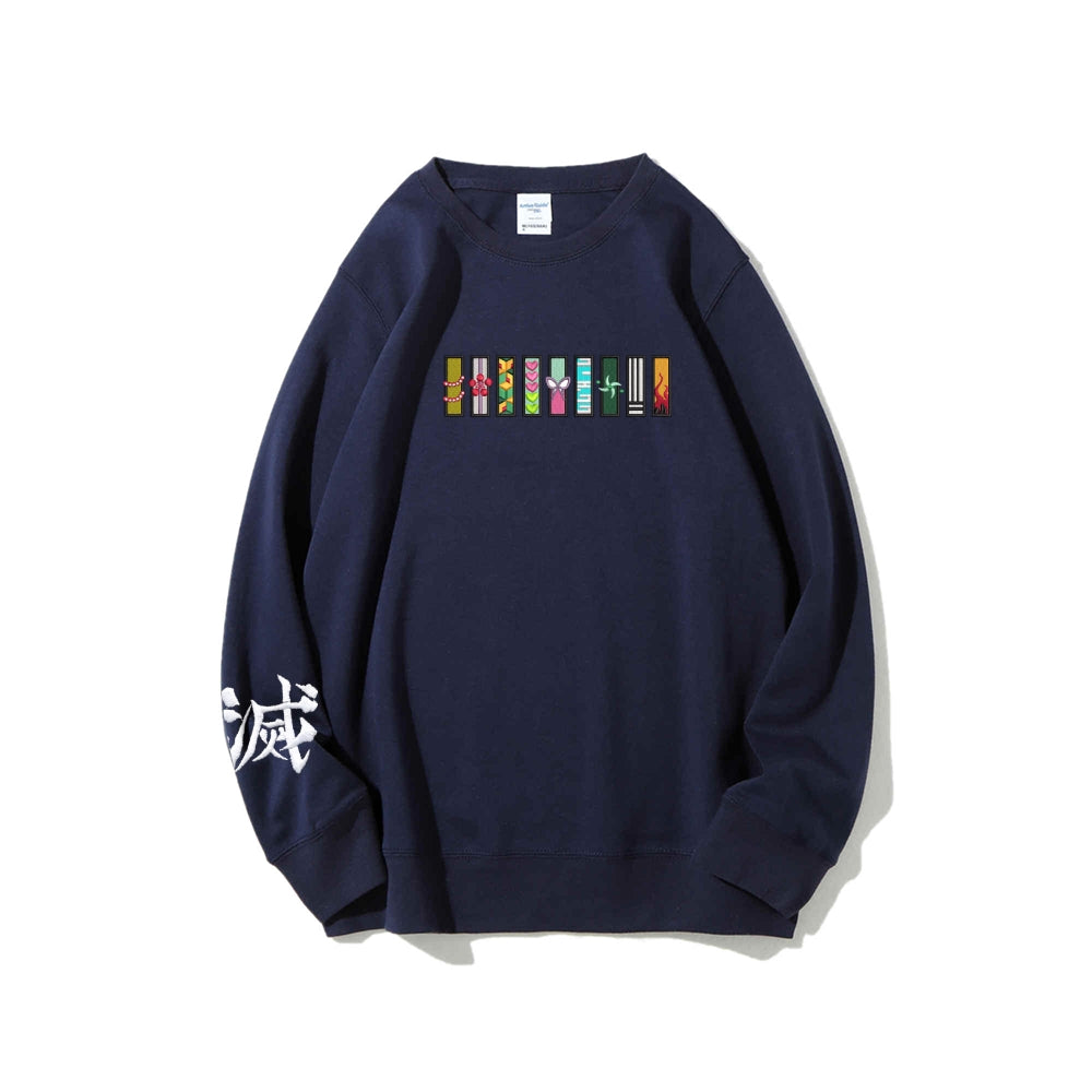 Demon Slayer unisex cotton crew neck anime embroidered sweatshirt