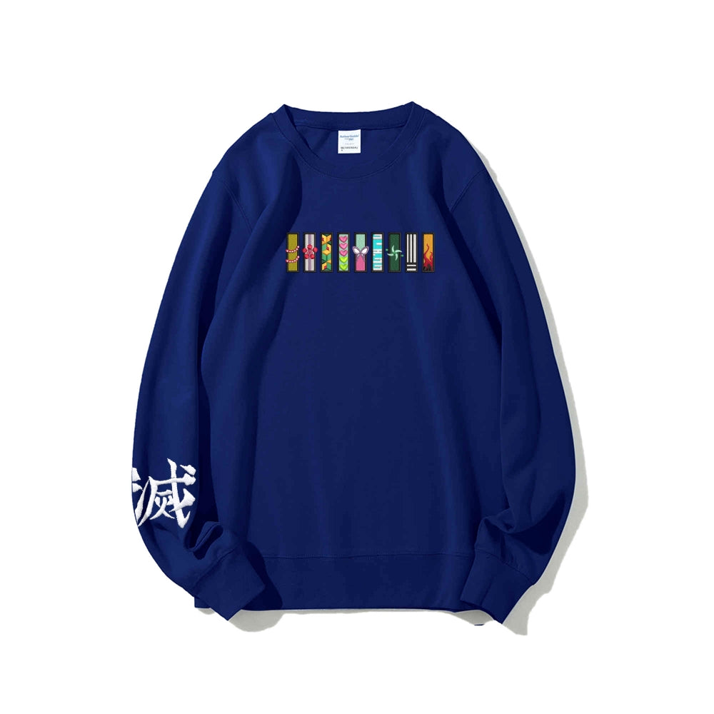 Demon Slayer unisex cotton crew neck anime embroidered sweatshirt