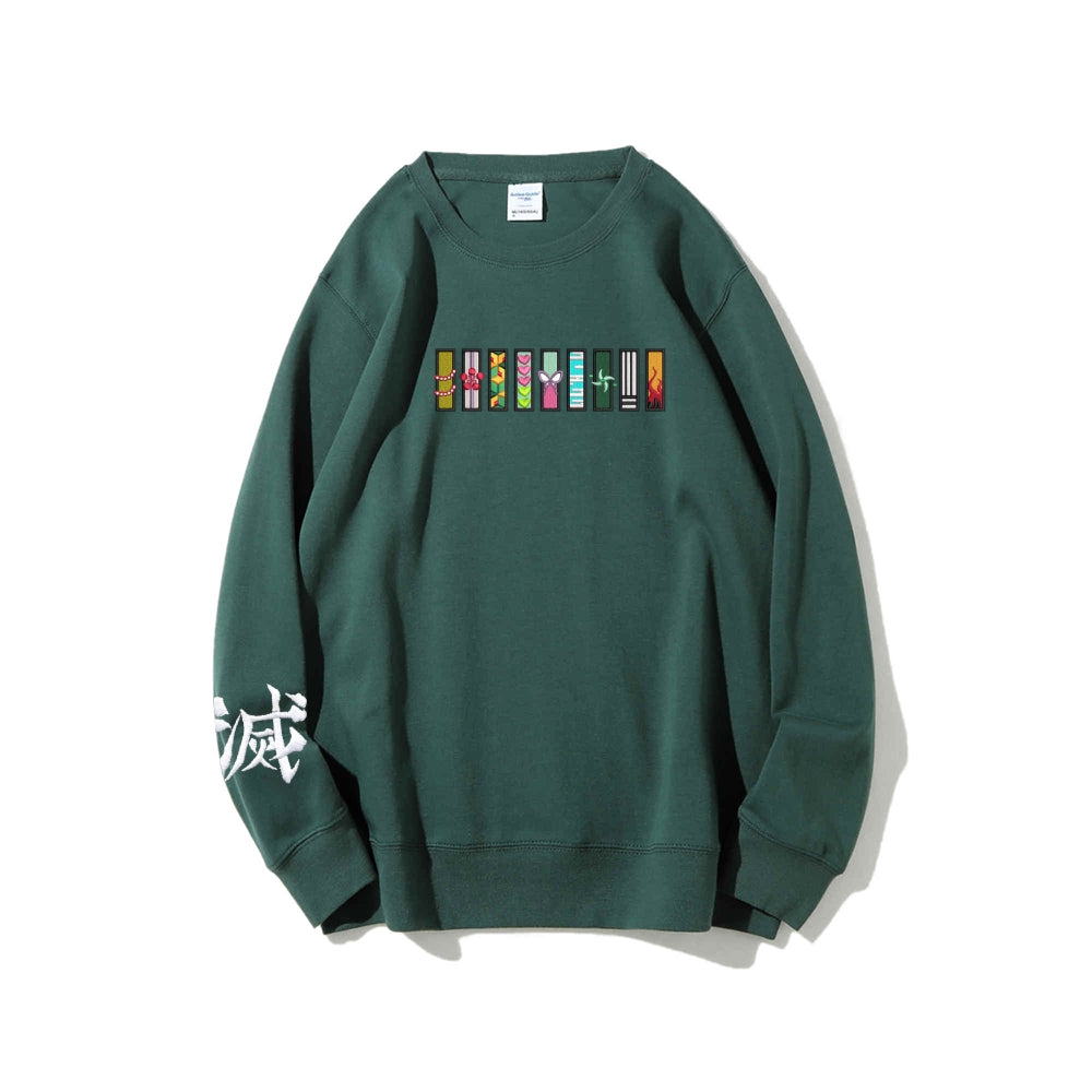 Demon Slayer unisex cotton crew neck anime embroidered sweatshirt