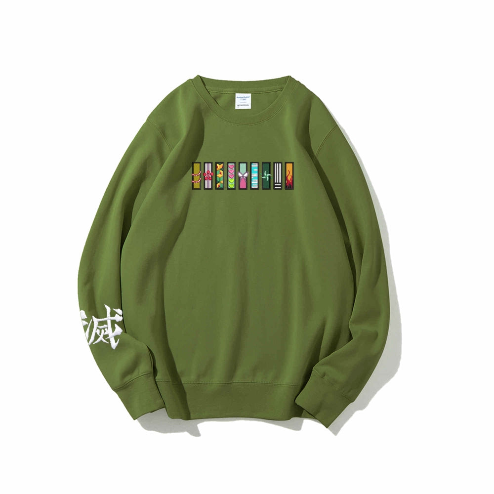 Demon Slayer unisex cotton crew neck anime embroidered sweatshirt