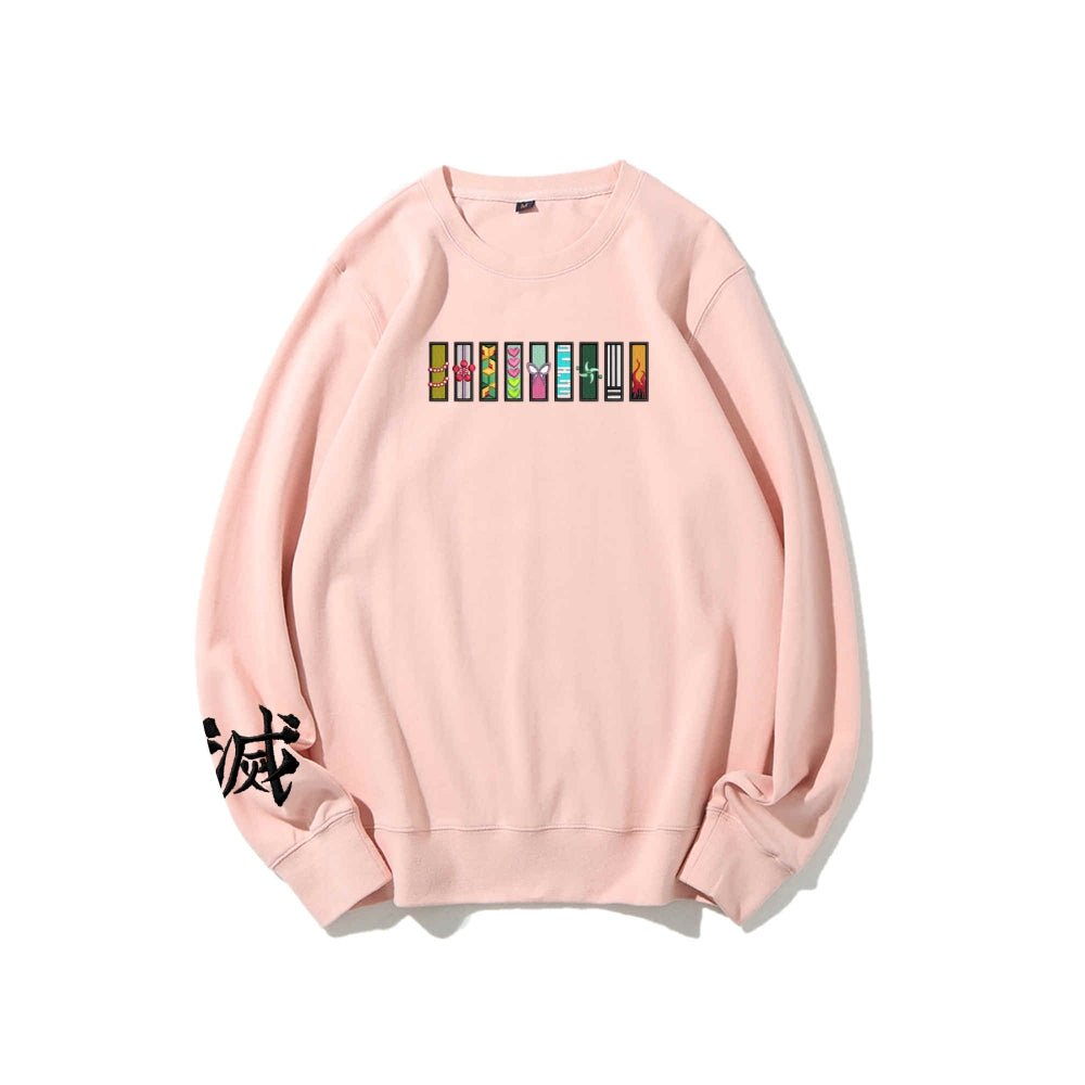 Demon Slayer unisex cotton crew neck anime embroidered sweatshirt