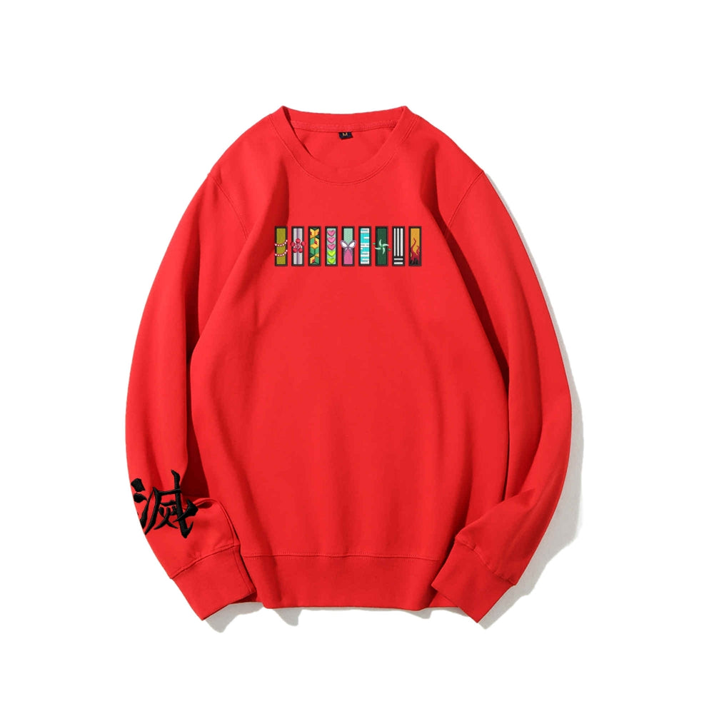 Demon Slayer unisex cotton crew neck anime embroidered sweatshirt