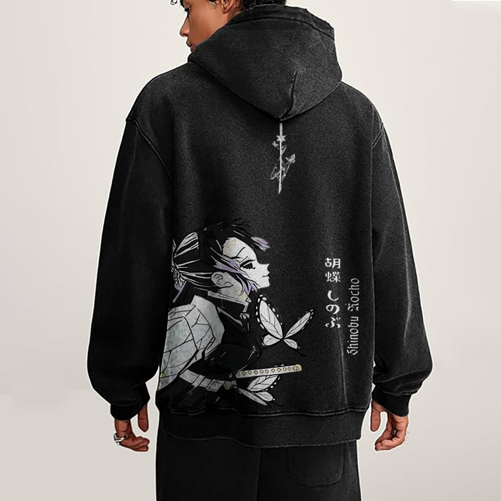 Demon Slayer washed unisex anime hoodie