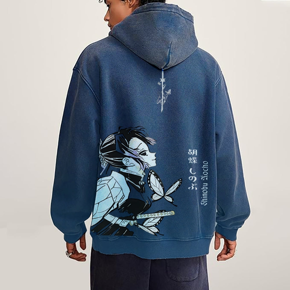 Demon Slayer washed unisex anime hoodie