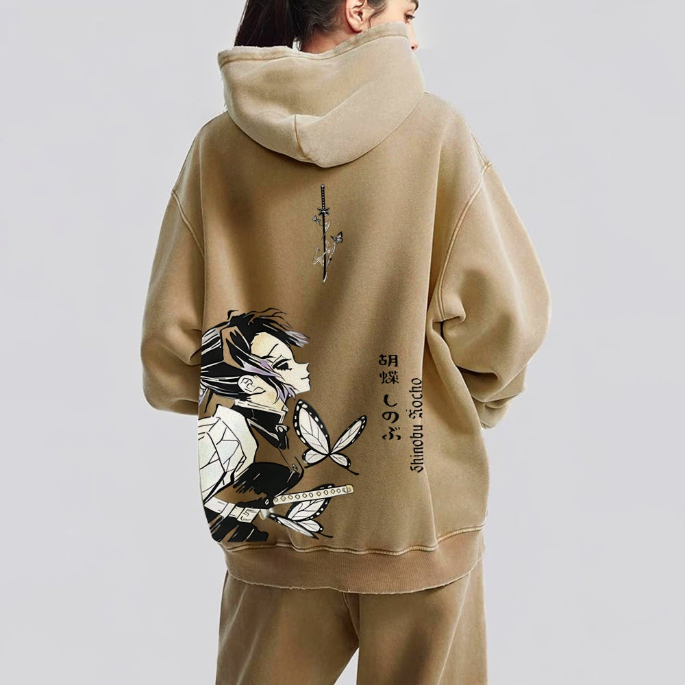 Demon Slayer washed unisex anime hoodie
