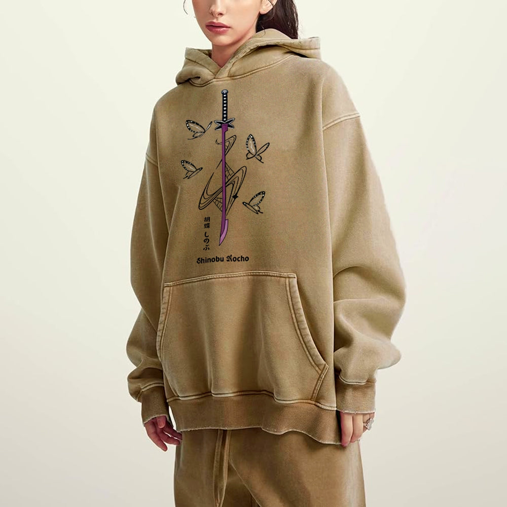 Demon Slayer washed unisex anime hoodie