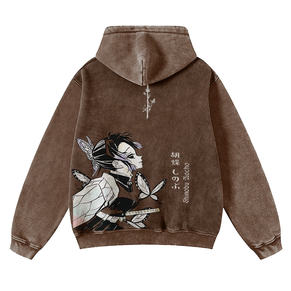 Demon Slayer washed unisex anime hoodie