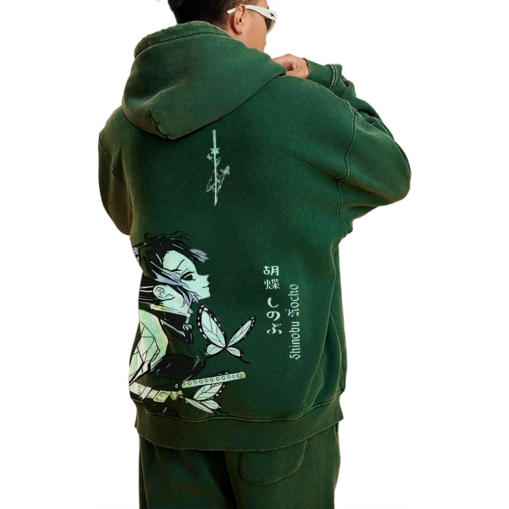 Demon Slayer washed unisex anime hoodie