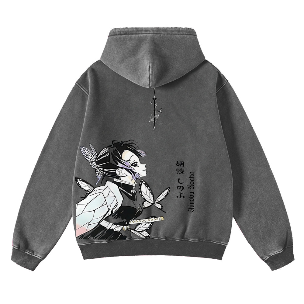 Demon Slayer washed unisex anime hoodie