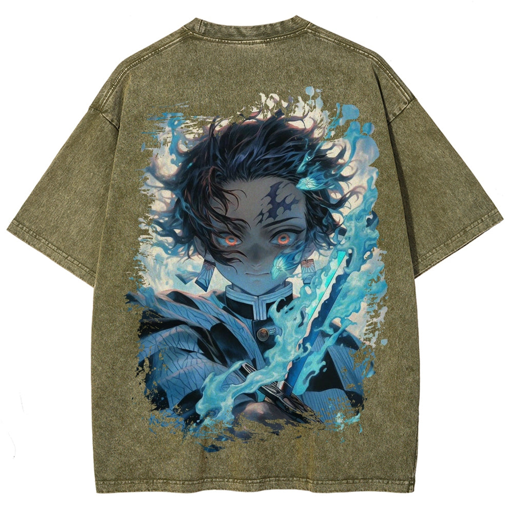 Unisex Fit Washed T-Shirt Demon Slayer