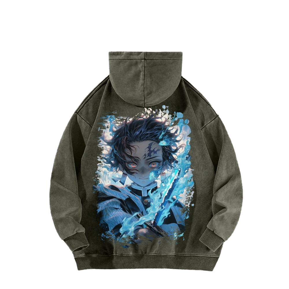 Unisex Washed Hoodie Demon Slayer