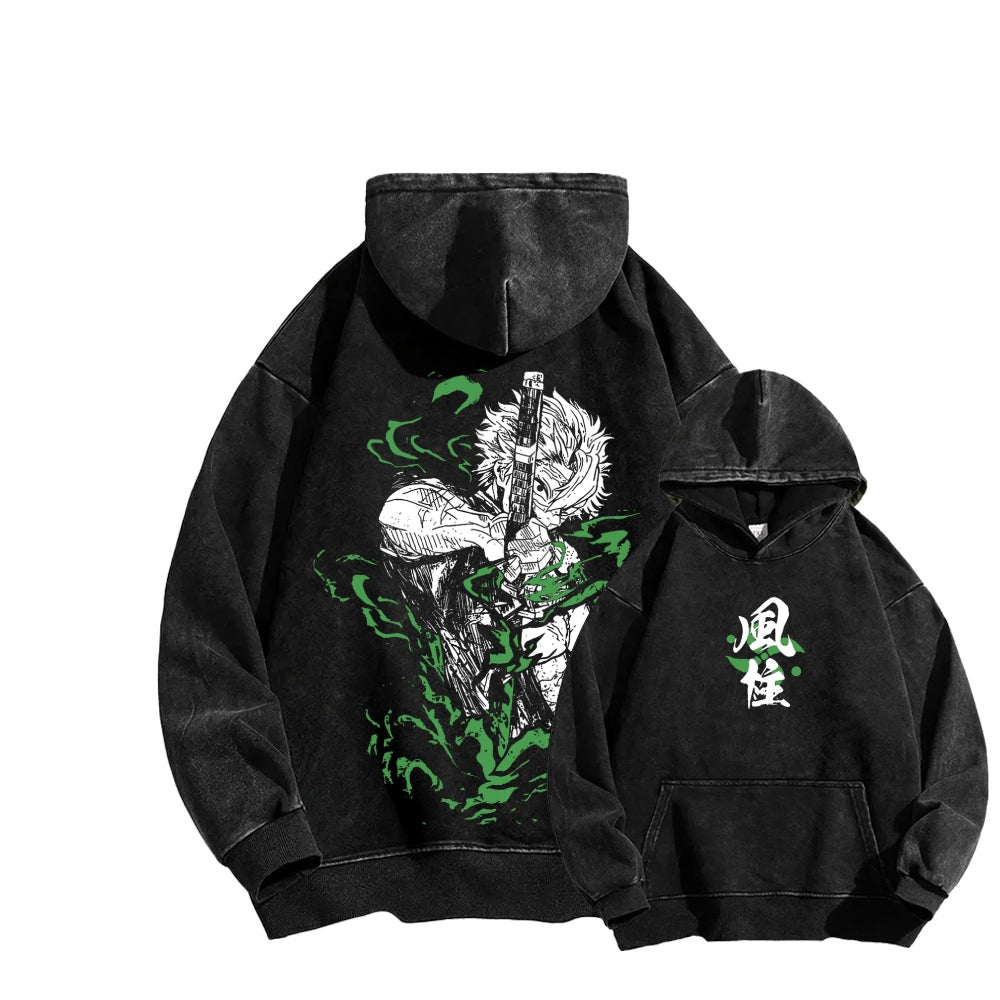 Unisex Washed Hoodie Demon Slayer