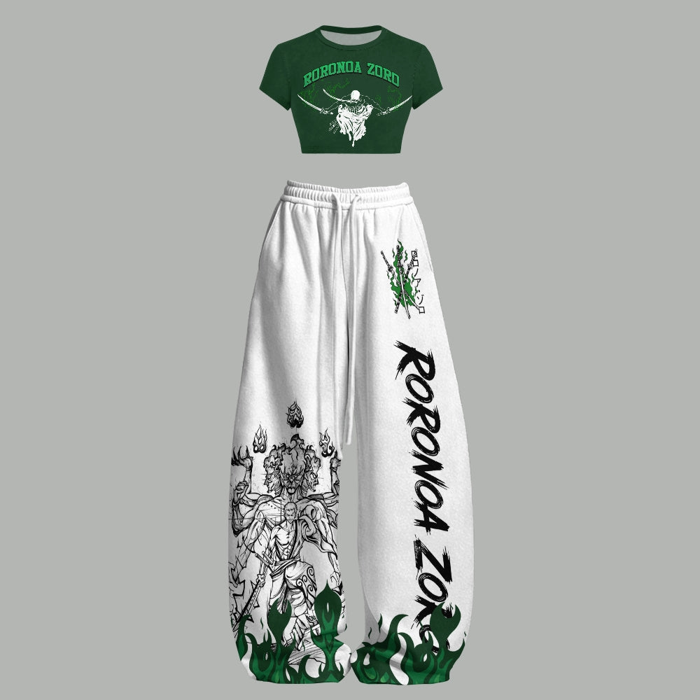 One Piece Women T-Shirt  & Elasticated Trousers Two-Piece Set