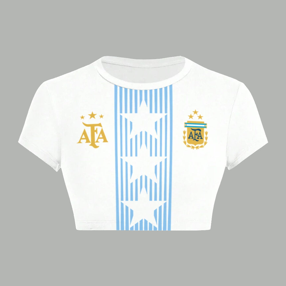 Argentina Football Women T-Shirt  & Elasticated Trousers Two-Piece Set