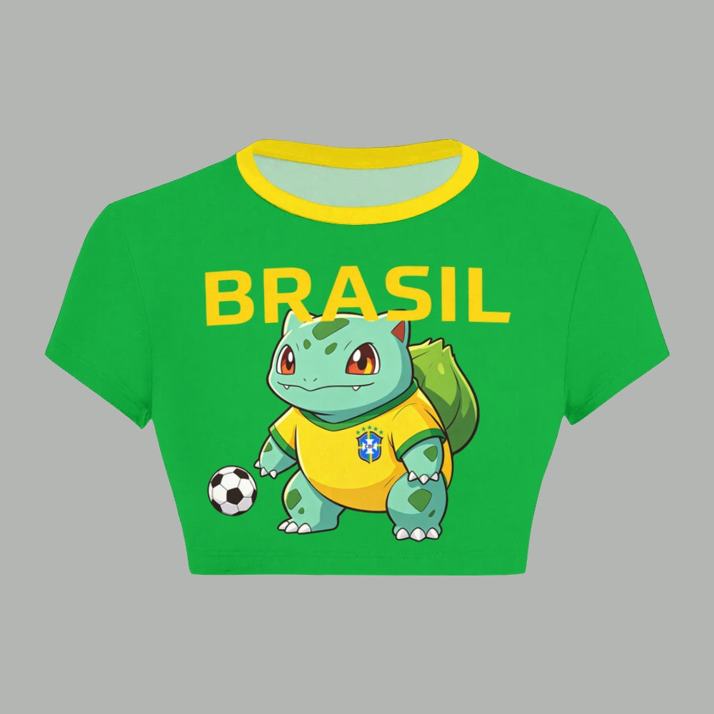 Brazil Football  Women T-Shirt  & Elasticated Trousers Two-Piece Set
