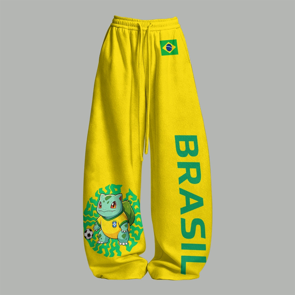 Brazil Football  Women T-Shirt  & Elasticated Trousers Two-Piece Set