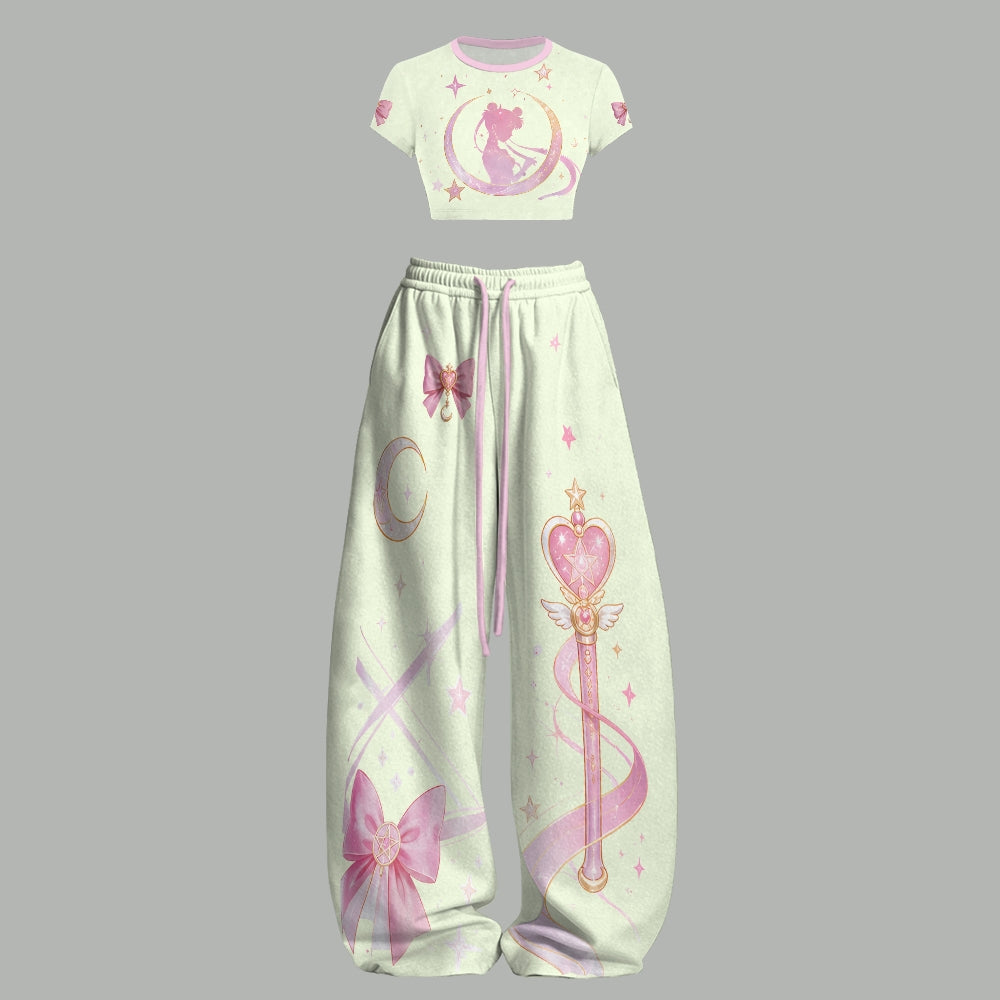 Animescollection Sailor Moon Top & Elasticated Trousers Two-Piece Set