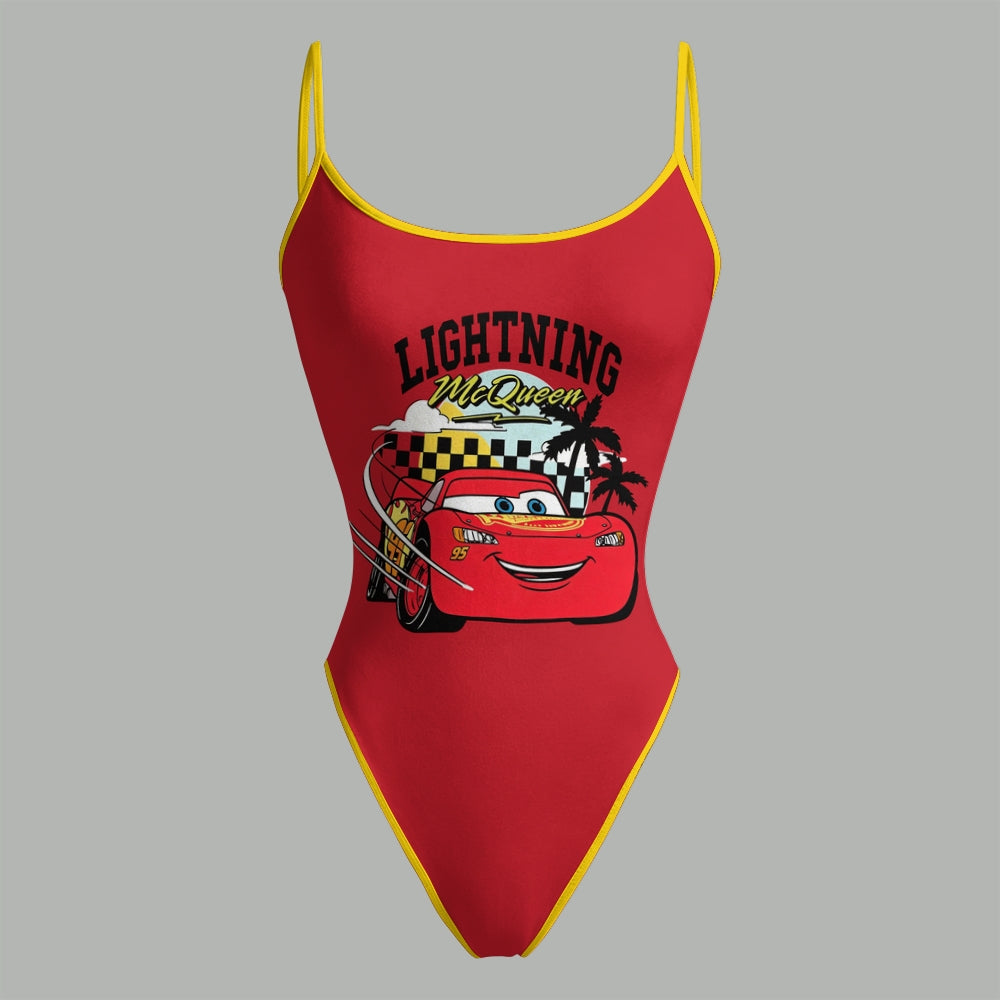 Lightning McQueen Bodysuit & Stretch Denim Shorts Two-Piece Set
