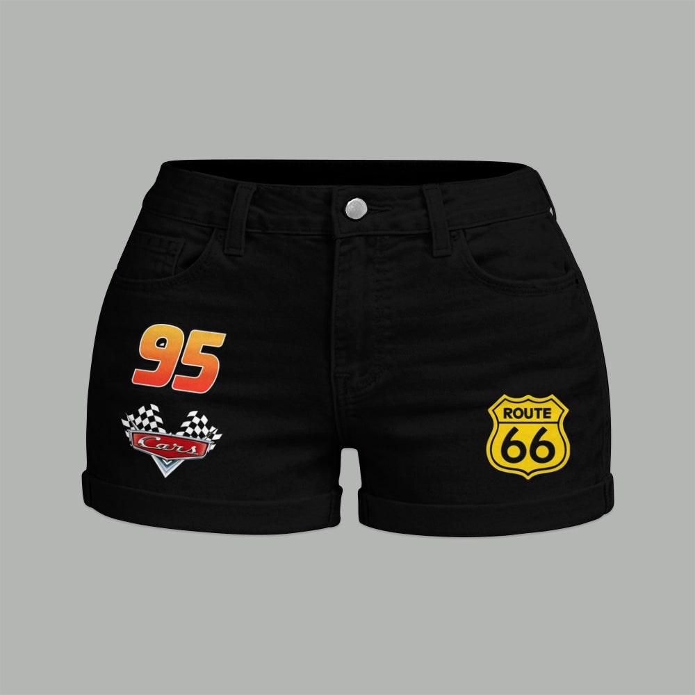 Lightning McQueen Bodysuit & Stretch Denim Shorts Two-Piece Set