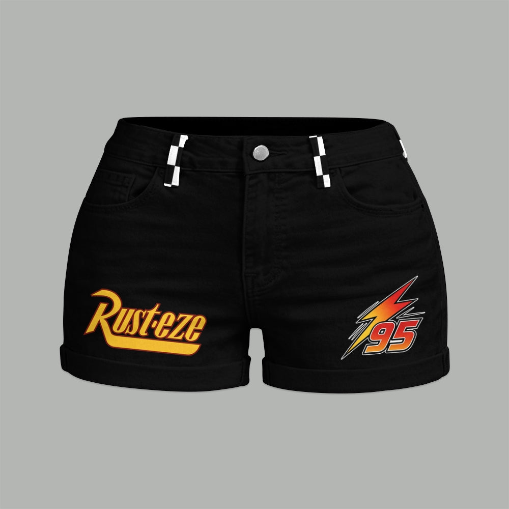 Lightning McQueen Bodysuit & Stretch Denim Shorts Two-Piece Set