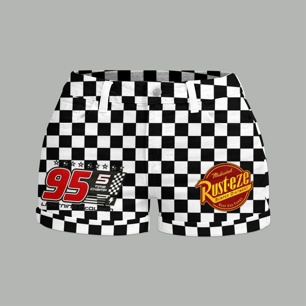 Lightning McQueen Bodysuit & Stretch Denim Shorts Two-Piece Set