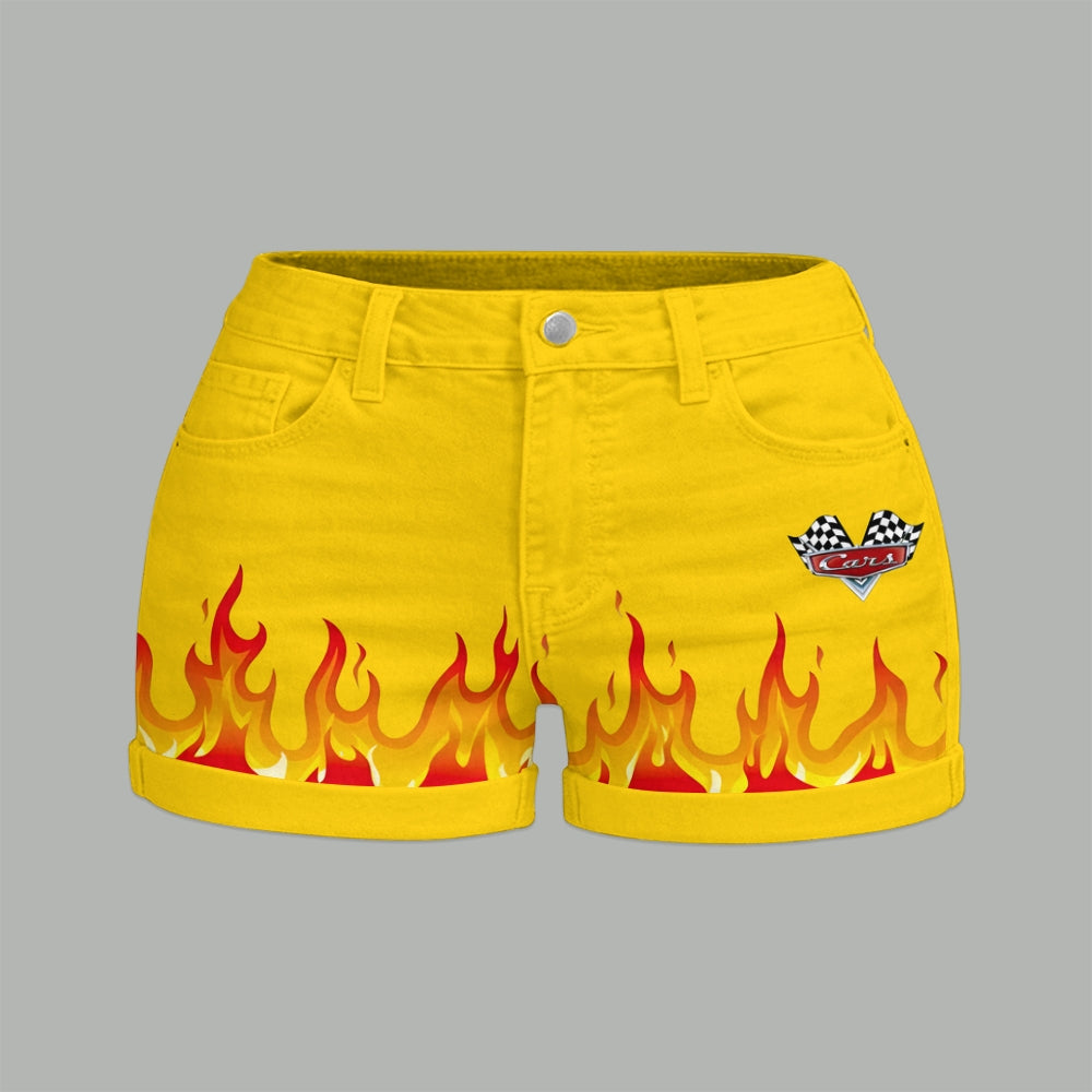 Lightning McQueen Bodysuit & Stretch Denim Shorts Two-Piece Set