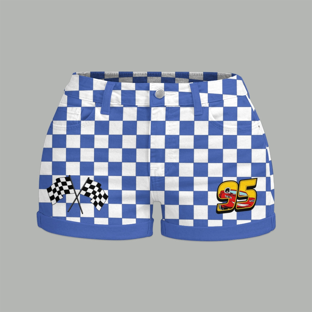 Lightning McQueen Bodysuit & Stretch Denim Shorts Two-Piece Set