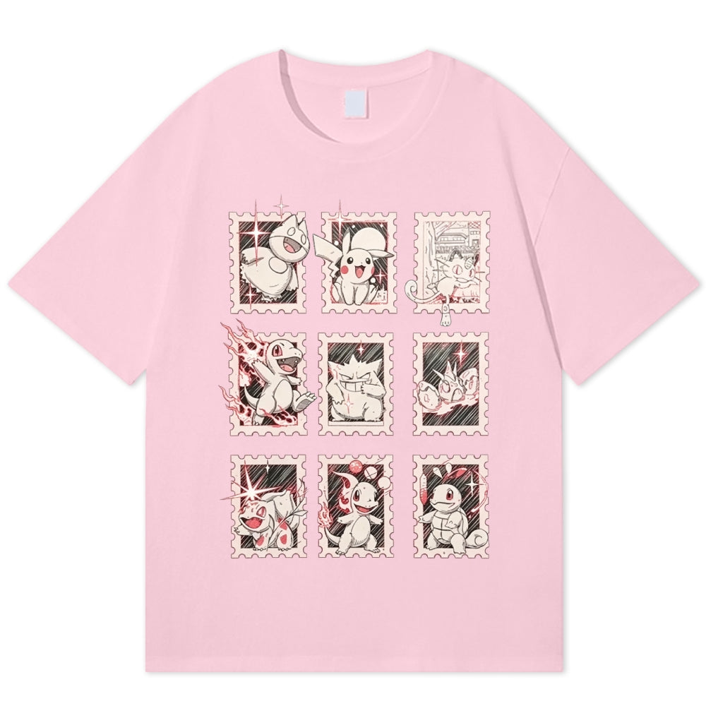 Pokémon Cotton Unisex Round Neck Anime T-shirt