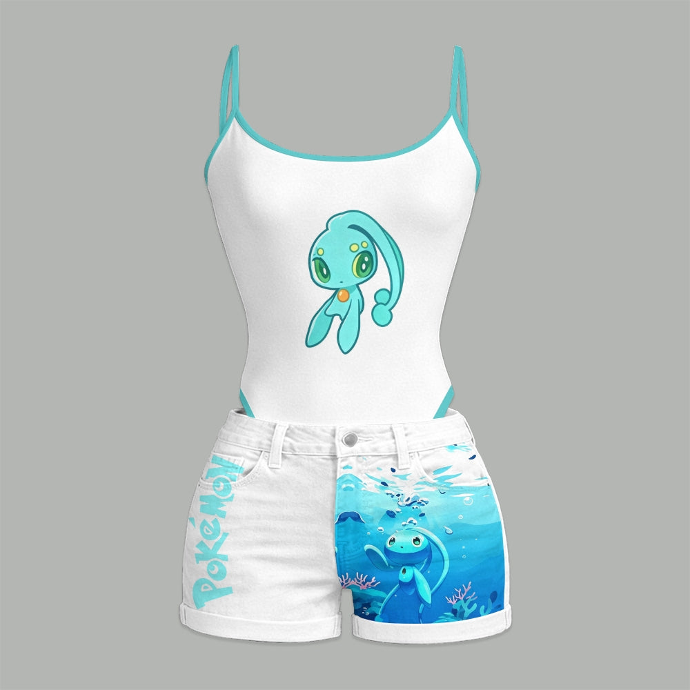 Pokémon Bodysuit & Stretch Denim Shorts Two-Piece Set