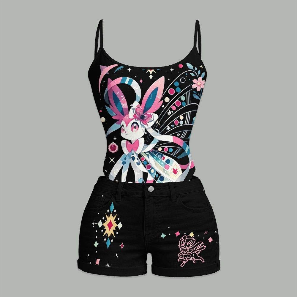 Pokémon Bodysuit & Stretch Denim Shorts Two-Piece Set