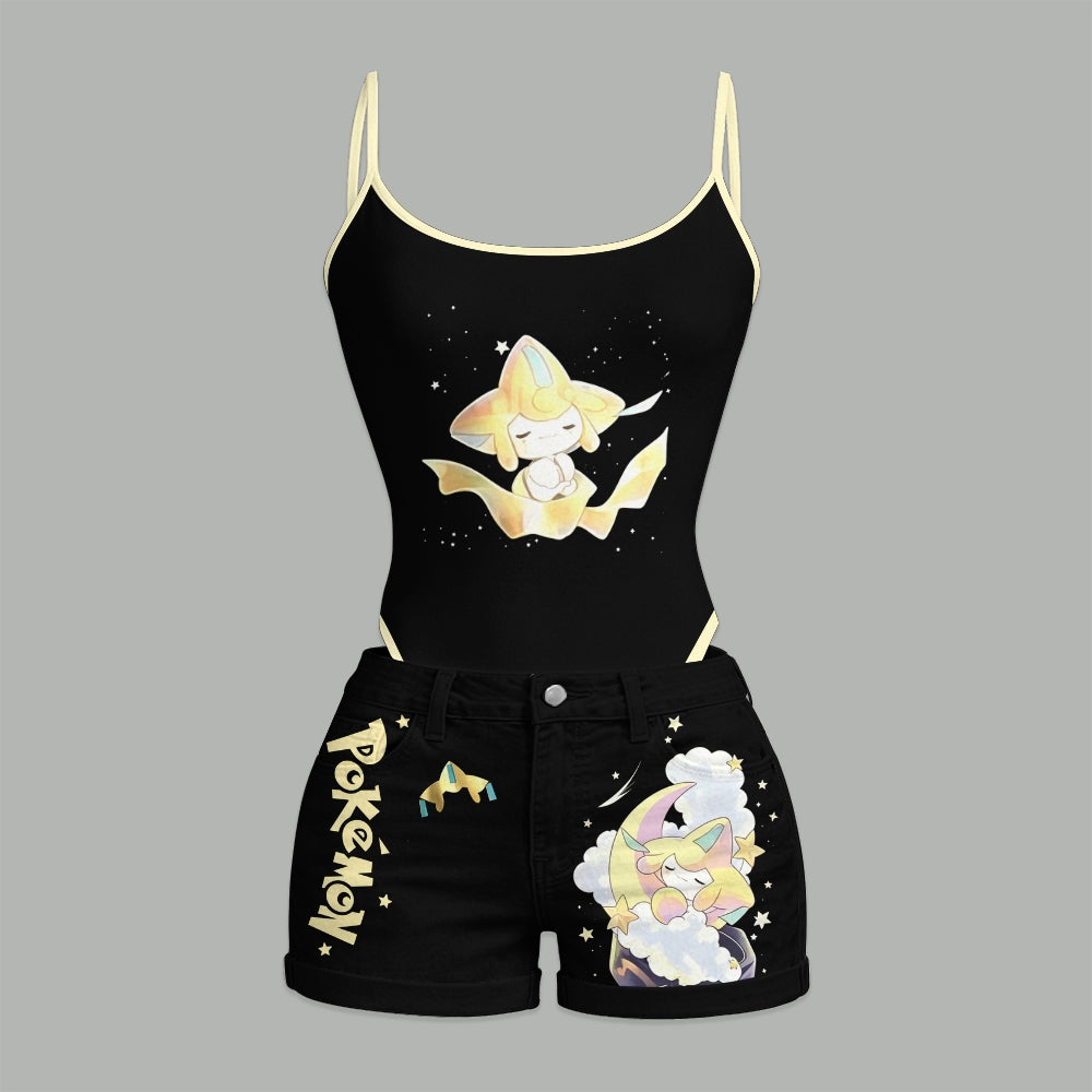 Pokémon Bodysuit & Stretch Denim Shorts Two-Piece Set