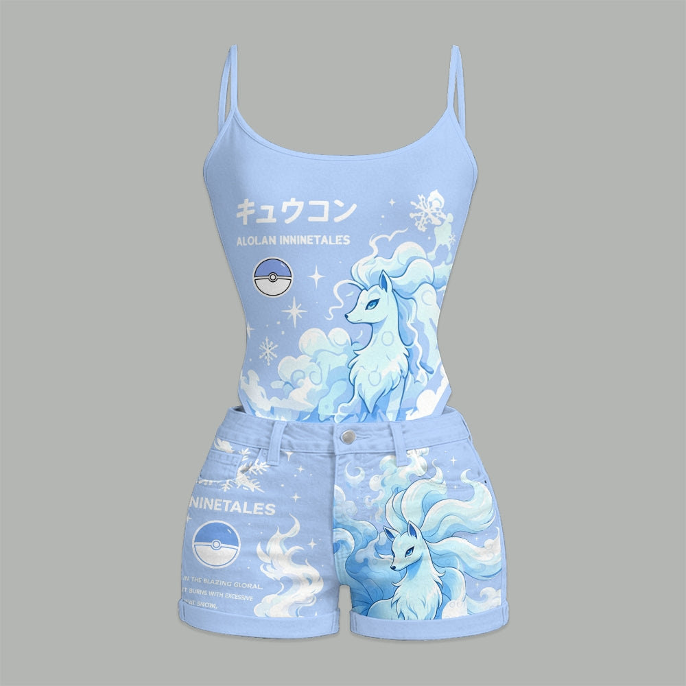 Pokémon Bodysuit & Stretch Denim Shorts Two-Piece Set