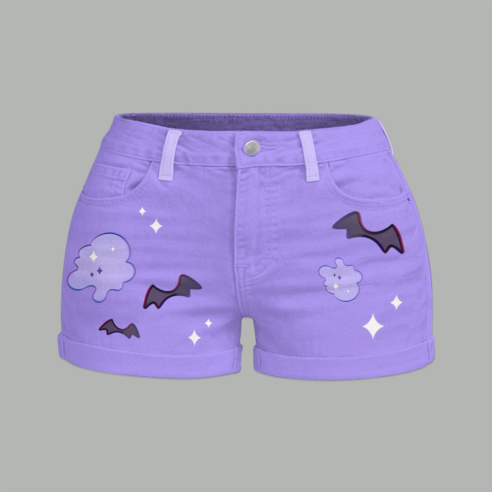 "Pokémon" Bodysuit  & Stretch Black Denim Shorts Two-Piece Set