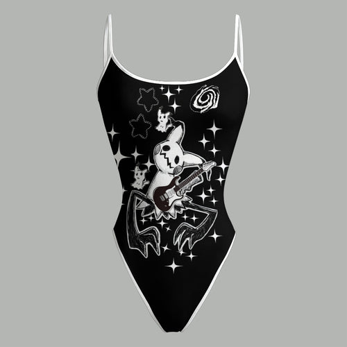 "Pokémon" Bodysuit  & Stretch Black Denim Shorts Two-Piece Set